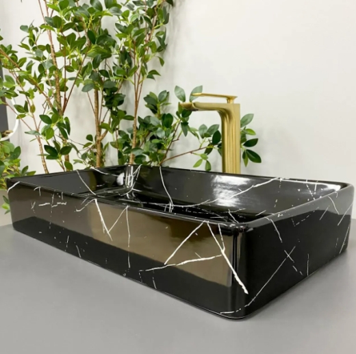 Умывальник (раковина) VBI TRIEST BLACK MARMO GLOSSY накладной VBI-012707 - 3
