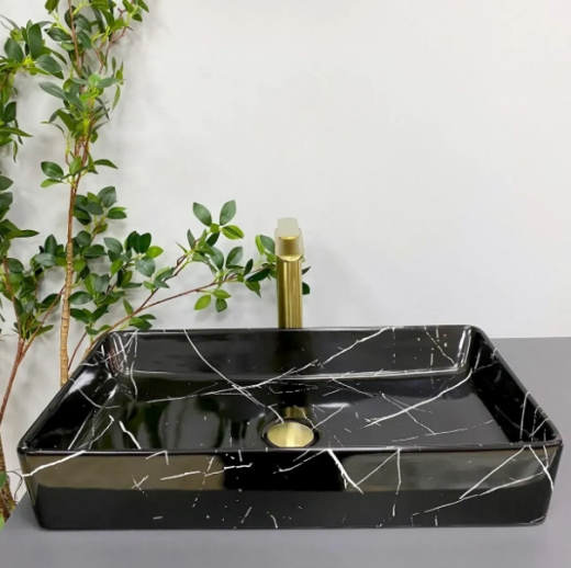Умывальник (раковина) VBI TRIEST BLACK MARMO GLOSSY накладной VBI-012707 - 4