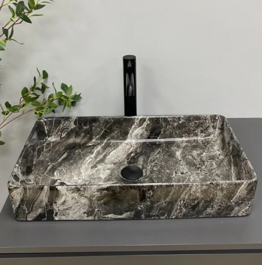 Умивальник (раковина) VBI TRIEST ANTHRACITE MARBLE накладний VBI-012717 - 1