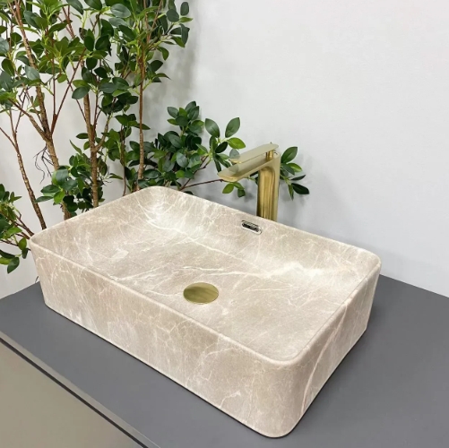 Умывальник (раковина) VBI ARABBA M BEIGE STONE MATT накладной VBI-013504 - 3