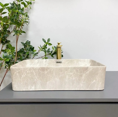 Умывальник (раковина) VBI ARABBA M BEIGE STONE MATT накладной VBI-013504 - 4