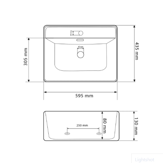 Умивальник (раковина) VBI BITONTO M WHITE накладний підвісний VBI-015701 - 2