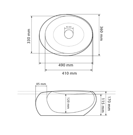 Умывальник (раковина) VBI VALIANO MARBLE BLACK MATT накладной VBI-016101 - 2
