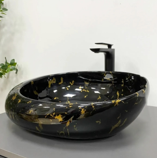 Умивальник (раковина) VBI RICCIA BLACK MARMO GLOSSY накладний VBI-017201 - 2