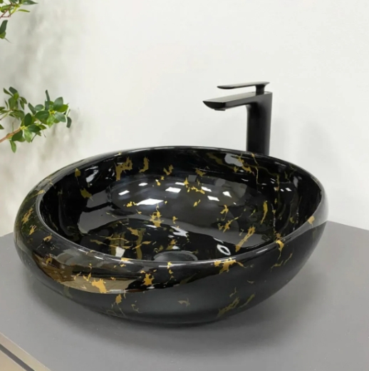 Умивальник (раковина) VBI RICCIA BLACK MARMO GLOSSY накладний VBI-017201 - 3
