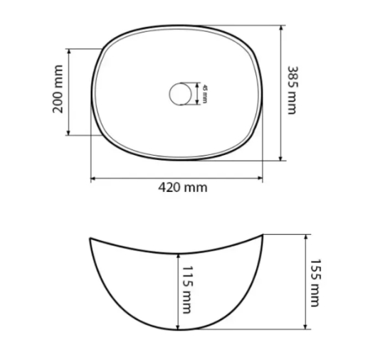 Умивальник (раковина) VBI RONTA DARK BLACK GLOSSY накладний VBI-017301 - 5