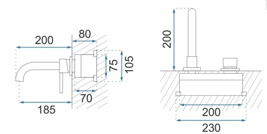 Смеситель для раковины REA LUNGO LONG TYTAN + BOX скрытого монтажа (REA-B6390) - 6