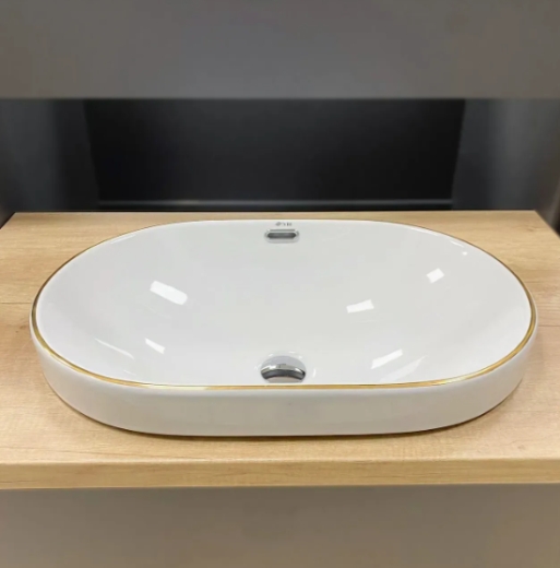 Умивальник (раковина) VBI GAETA WHITE GOLD EDGE врізний VBI-018032 - 2
