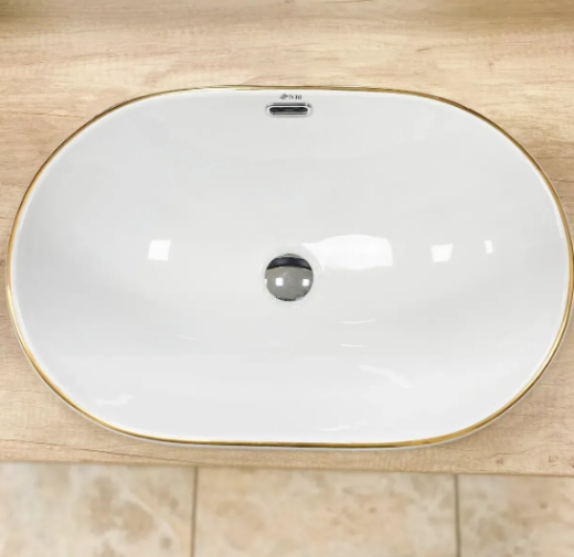 Умивальник (раковина) VBI GAETA WHITE GOLD EDGE врізний VBI-018032 - 3