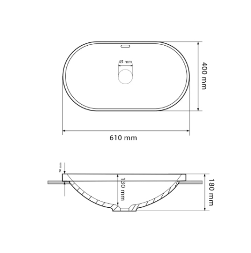 Умивальник (раковина) VBI GAETA WHITE GOLD EDGE врізний VBI-018032 - 4