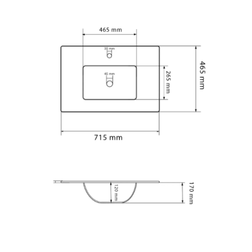 Умывальник (раковина) VBI MORTARA 70 WHITE врезной VBI-018041 - 4