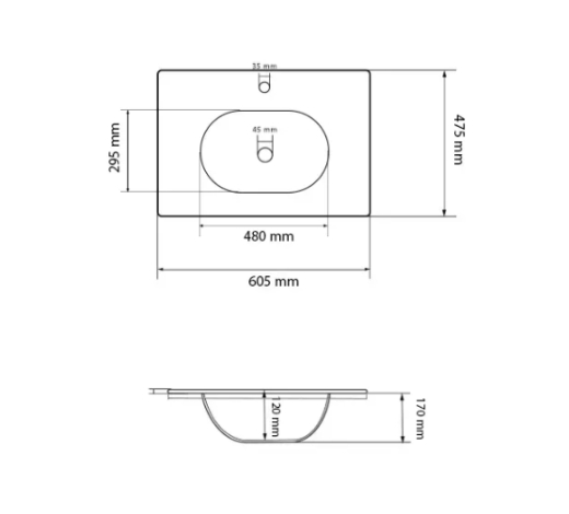 Умивальник (раковина) VBI PORDENONE WHITE врізний VBI-018047 - 4