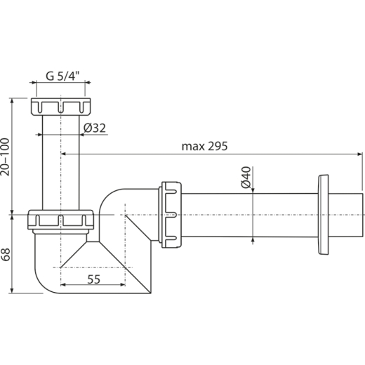 Сифон для раковини AlcaPlast A45F-DN40 - 3