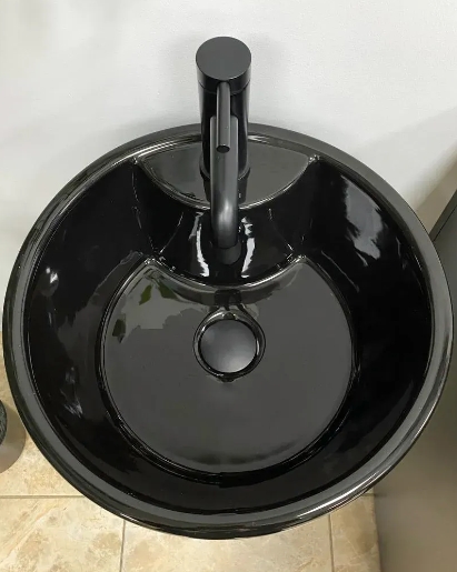 Умивальник (раковина) VBI BOLONIA BLACK GLOSSY підлоговий VBI-019018 - 3