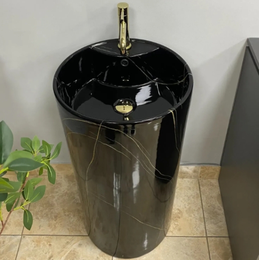 Умивальник (раковина) VBI BOLONIA M BLACK MARBLE підлоговий VBI-019026 - 1