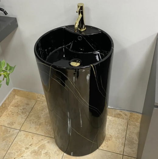Умывальник (раковина) VBI BOLONIA M BLACK MARBLE напольный VBI-019026 - 2