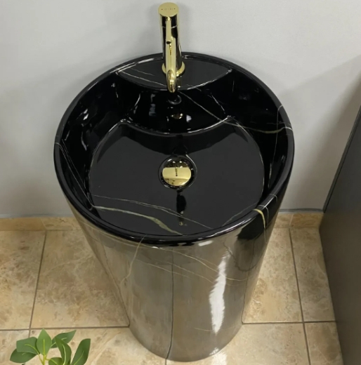 Умывальник (раковина) VBI BOLONIA M BLACK MARBLE напольный VBI-019026 - 4