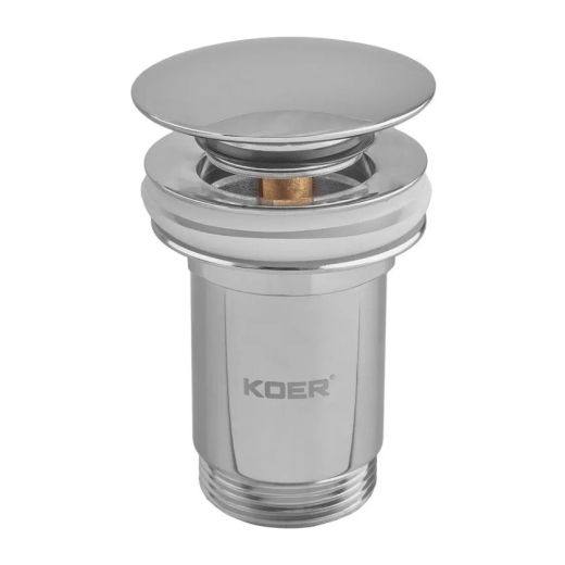 Донний клапан для раковини Koer PW-07-01 1 1/4'' з переливом автоматичний СLICK-СLACK хром (KR5782) - 1
