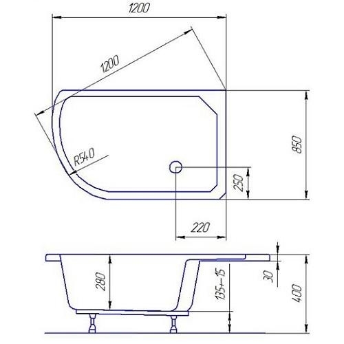 Душовий піддон з литого акрилу Redokss San CARAPELLE 120×85 см (CARAPELLE) - 2