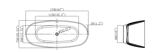 Ванна отдельностоящая Insana Florencia Line WB 170*80*58 (А0059311) - 2