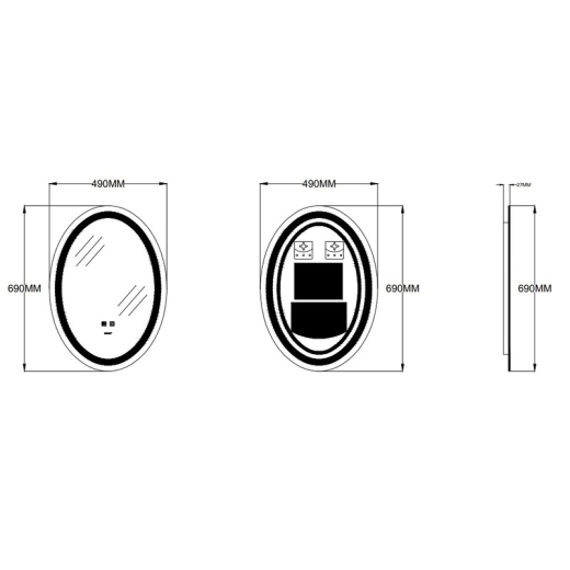 Зеркало Zerix Fusion MV01-50x70 с LED Touch, Anti-fog, димером, регулятором яркости (ZX6067) - 7