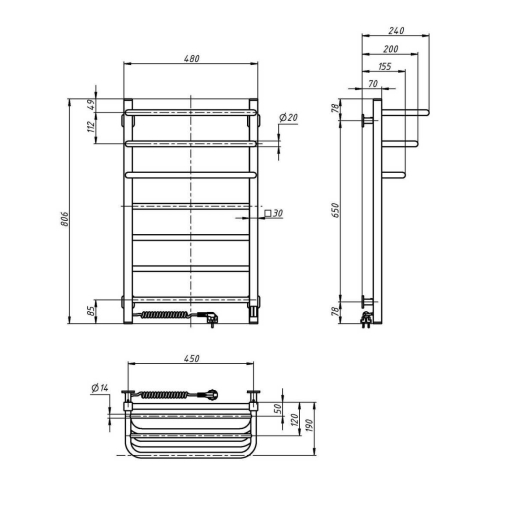 Электрический полотенцесушитель Navin Fortis 480x800 L Sensor  (А0057209) - 2