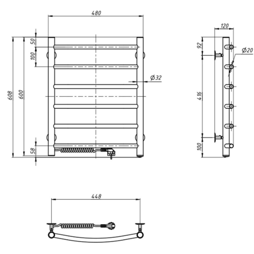 Полотенцесушитель электрический Navin Камелия 480x600 L  хром (А0033906) - 3