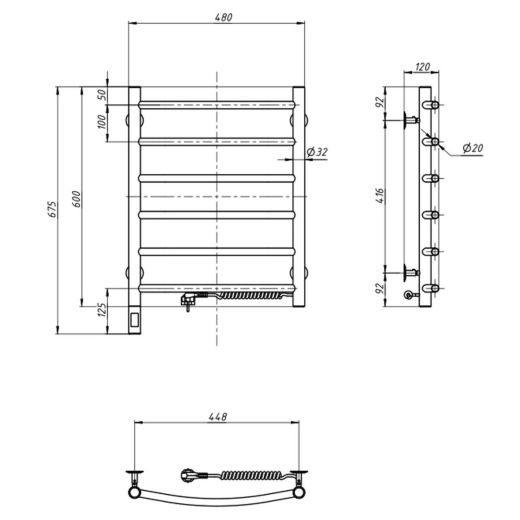 Полотенцесушитель электрический Navin Камелия 480x600 R Sensor хром (А0058247) - 2