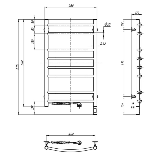 Полотенцесушитель электрический Navin Камелия 480x800 L Sensor хром (А0055161) - 3