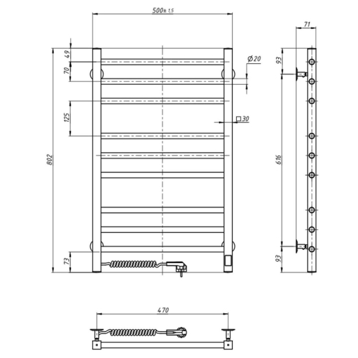 Полотенцесушитель электрический Navin Классик Квадро 500x800 L Sensor хром (А0056786) - 2