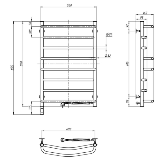 Полотенцесушитель электрический Navin Омега 530x800 R Sensor хром (А0051099) - 2
