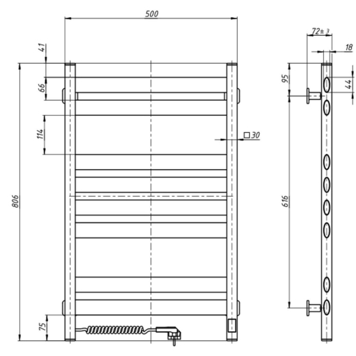 Полотенцесушитель электрический Navin Ellipse 500x800 L Sensor белый бархат (А0055733) - 3