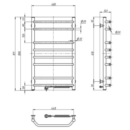 Полотенцесушитель электрический Navin Блюз 480x800 R белый (А0026122) - 3