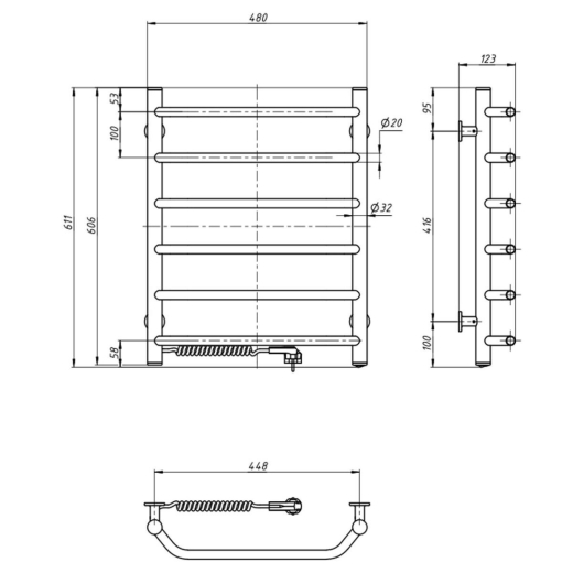 Полотенцесушитель электрический Navin Блюз 480x600 L белый (А0026529) - 3