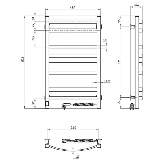 Полотенцесушитель электрический Navin Avalon 480x800 R Sensor черный (А0055731) - 3