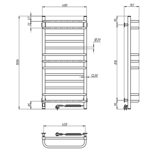 Электрический полотенцесушитель Navin Грандис 480*1000 R Sensor черная(А0056382) - 3