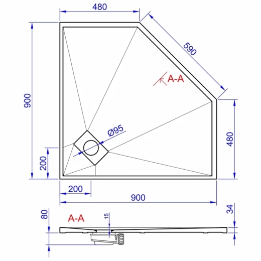 Піддон Weston WT5 90x90x3.4 білий (WPD-P-90x90) - 4