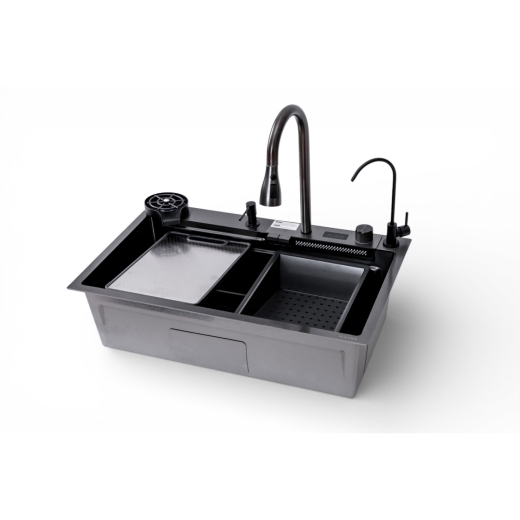 Мийка кухонна Insana TWITER-2 7546 чорна з нержавіючої сталі 75х46х22 BLACK (А0059849) - 1