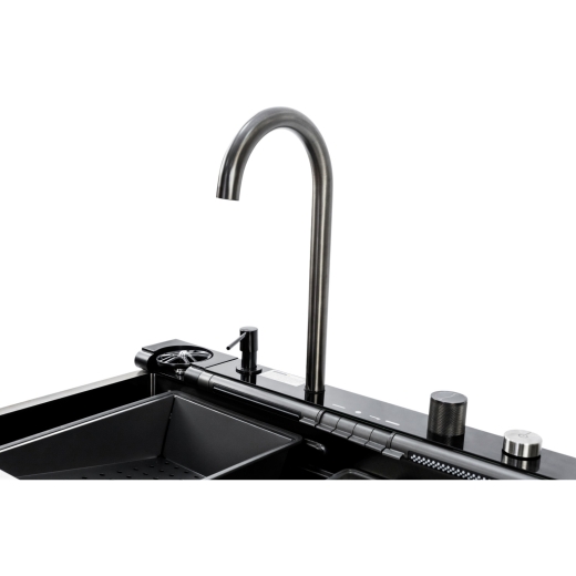 Мийка кухонна Insana PIANO P-7 7546 чорна з нержавіючої сталі 75х46х22 BLACK (А0059852) - 2
