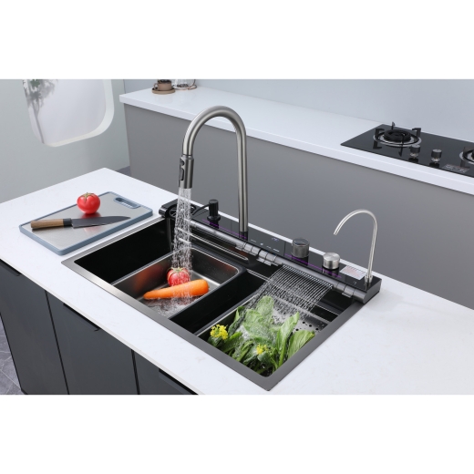 Мийка кухонна Insana PIANO P-7 7546 чорна з нержавіючої сталі 75х46х22 BLACK (А0059852) - 3