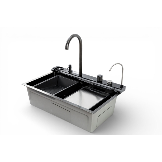 Мийка кухонна Insana PIANO B-7 7546 чорна з нержавіючої сталі 75х46х22 BLACK (А0059853) - 1