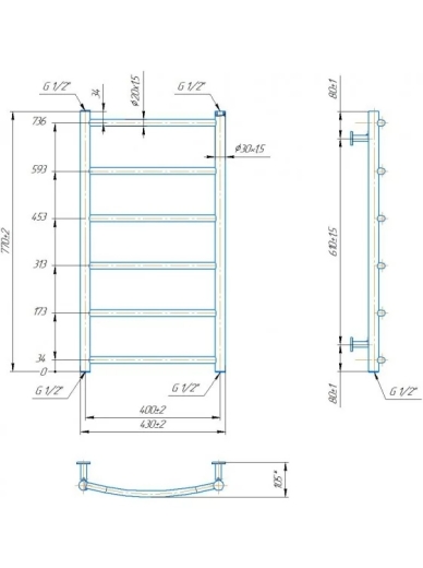 Водяна рушникосушарка Mario INOX Класік HP 770х430/400 (1.8.044570.P) - 4