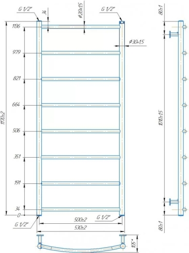 Водяна рушникосушарка Mario INOX Класік HP 1170х530/500 (1.8.044572.P) - 4