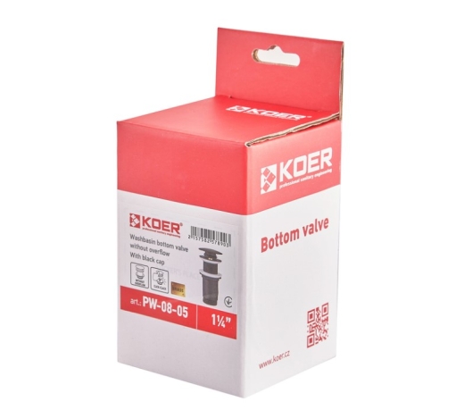 Донний клапан для раковини Koer PW-08-05 1 1/4'' без переливу автоматичний СLICK-СLACK чорний (KR5789) - 6