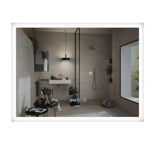 Дзеркало Mixxus FLAT MR04-80x60 з Led Touch, Anti-fog, димером, регулятором яскравості, годинник (MI6928) - 1