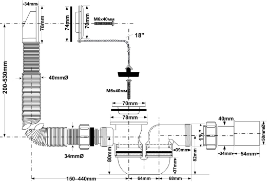 Сифон для ванни звичайний McALPINE HC30-EX - 2