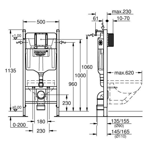 Інсталяція для унітаза Grohe QuickFix Solido 2в1 38971000 (CV030562) - 6