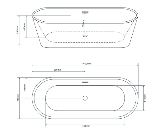 Отдельно стоящая ванна Aquastream ALDO MARE AZURE 160 (18 812) - 8
