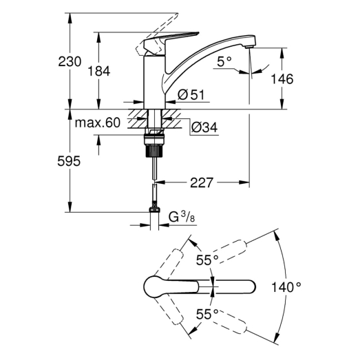 Змішувач для кухні Grohe QuickFix Start 324412432 (CV034560) - 7