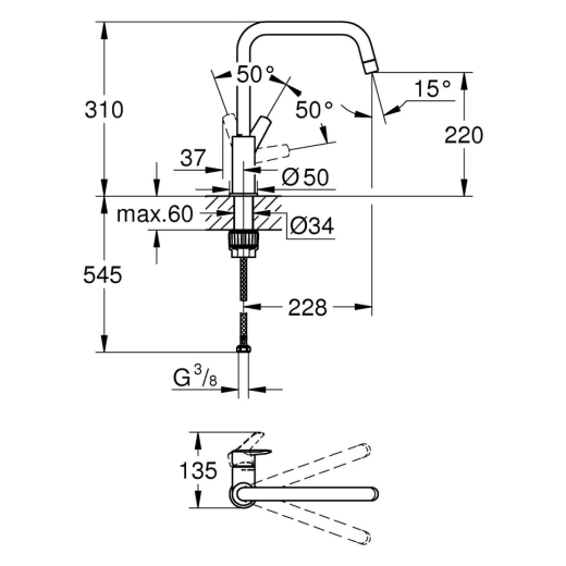 Змішувач для кухні Grohe QuickFix Start 304702430 (CV032190) - 7